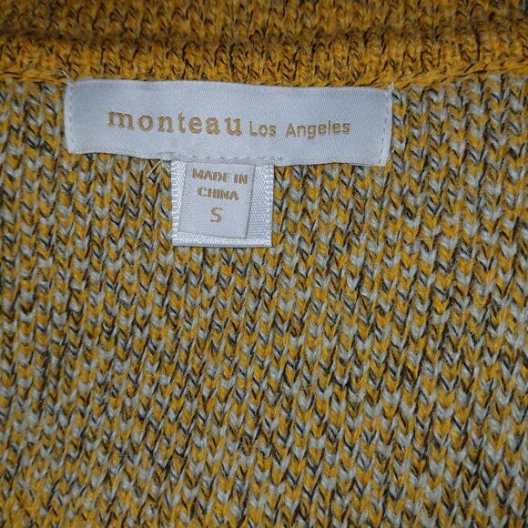 MONTEAU Los Angeles Women's S Yellow Gray Plaid Sleeveless Long Sweater Vest - Picture 15 of 16